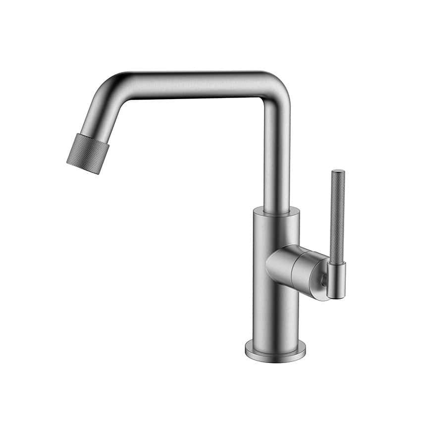 Stainless steel bathroom faucet with knurling handle | B607 01 16 2 - Brushed steel