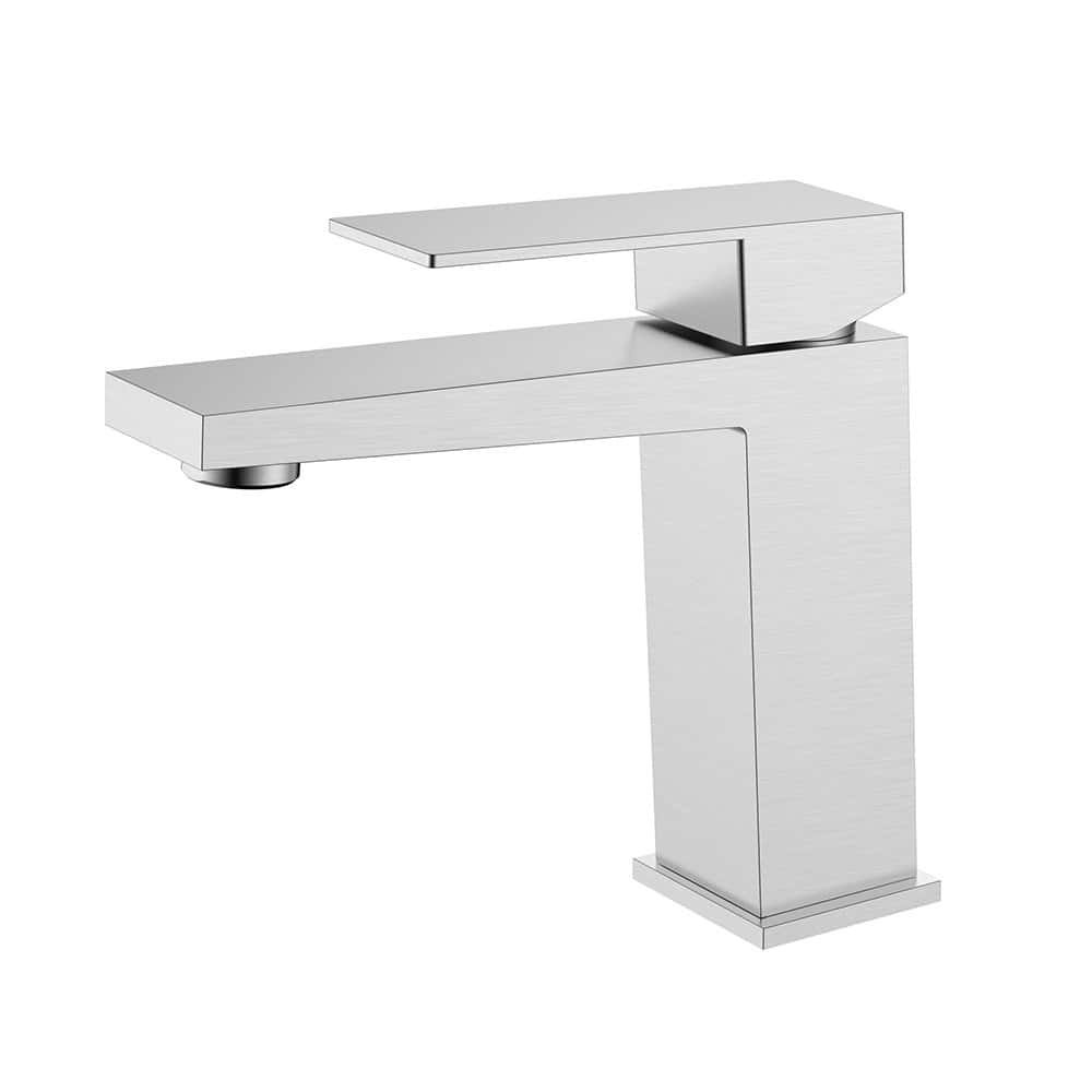 Stainless steel bathroom slant square sink mixer tap | B706 01 16 2 - Brushed steel