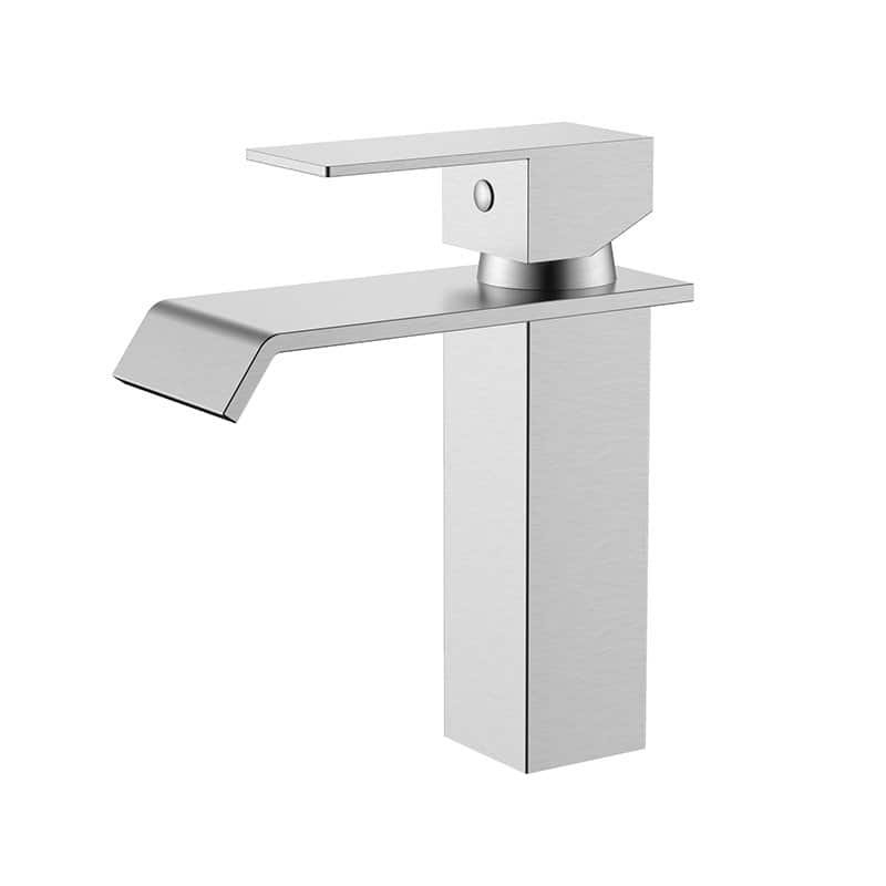 Single hole mono square waterfall wash basin mixer tap | B921A 01 16 2 - Brushed steel