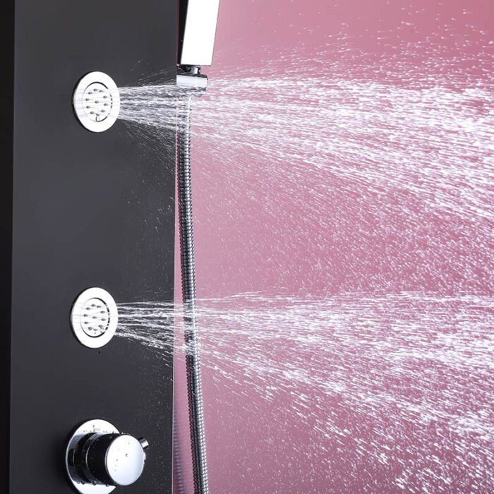 Matt black thermostatic shower panel system | SL904C 13
