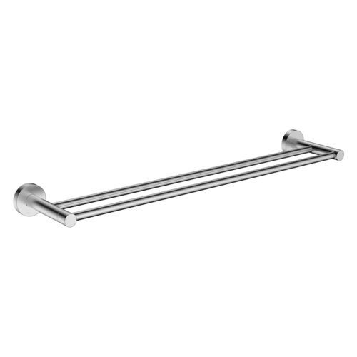 Wall mounted double towel rack for bathroom | A015 02 16 2 - Brushed steel