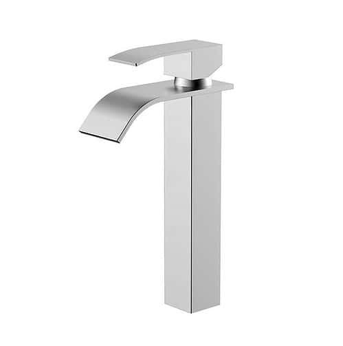 SUS304 bathroom tall countertop waterfall sink faucet | B255 02 16 2 - Brushed steel