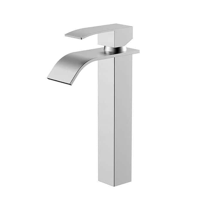 SUS304 bathroom tall countertop waterfall sink faucet | B255 02 16 2 - Brushed steel