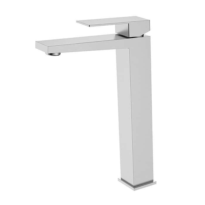 Stainless steel tall bathroom slant square sink mixer tap | B706 02 16 2 - Brushed steel