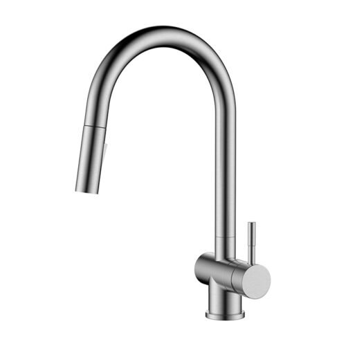 Stainless steel island kitchen sink faucet with sprayer | K133 01 16 2 - Brushed steel