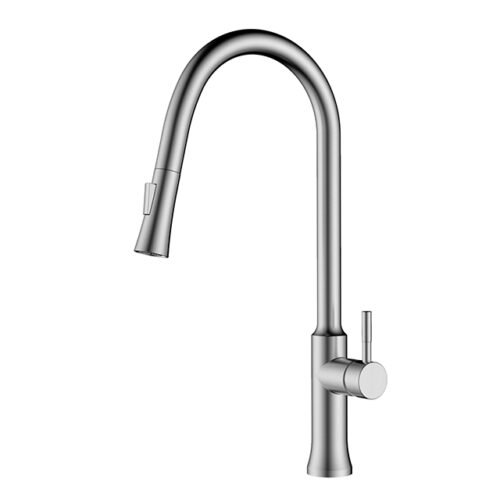 Modern stainless steel pull down kitchen faucet | K134 01 16 2 - Brushed steel