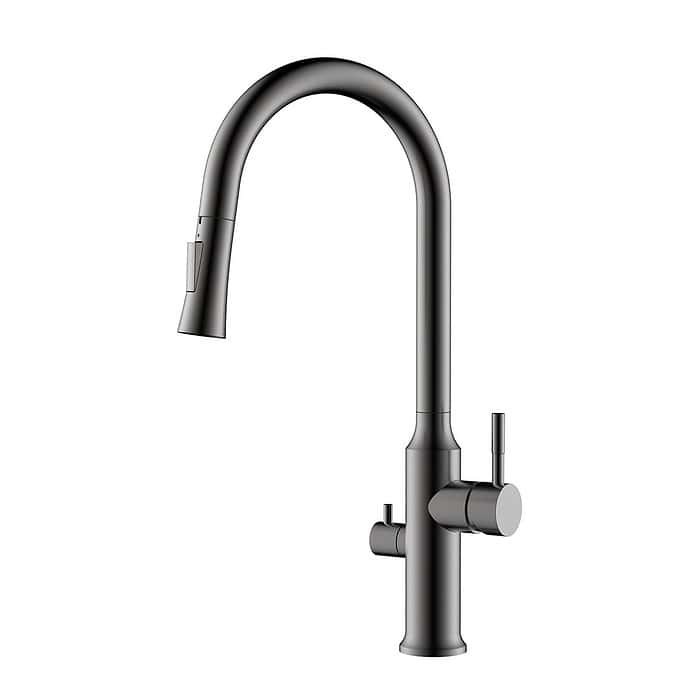 Stainless steel pull down kitchen mixer tap with dishwasher connection | K134 13