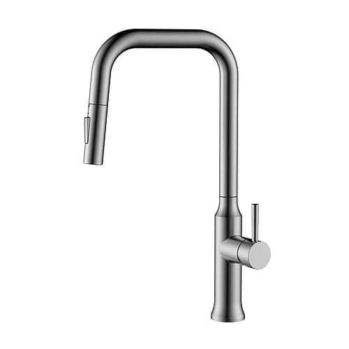 Stainless steel pull down spray kitchen tap | K134C 01 16 2 - Brushed steel