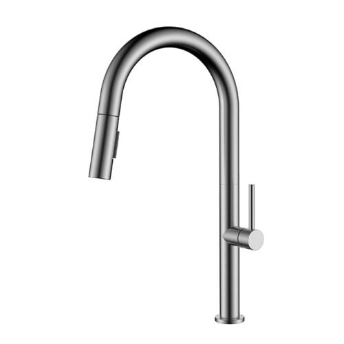 Stainless steel slim pull down kitchen faucet | K546 01 16 2 - Brushed steel