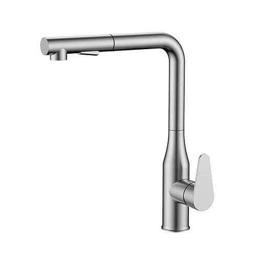 Stainless steel kitchen mixer with pull out spray | K712 02 16 2 - Brushed steel