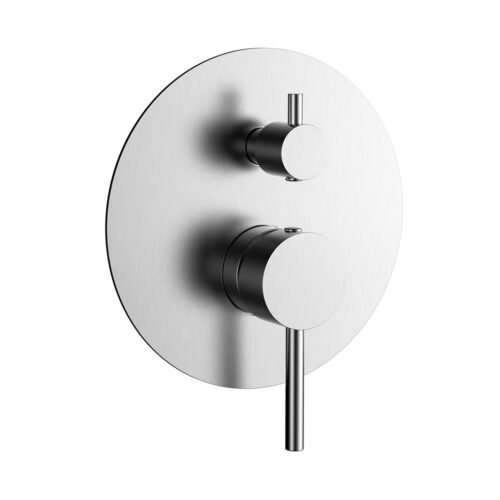 Round pressure balance shower valve faucet with diverter | SP102 22 16 2 - Brushed steel
