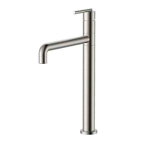 Round Rotatable Stainless Steel Tall Bathroom Mixer Tap | B097 02 16 2 - brushed steel