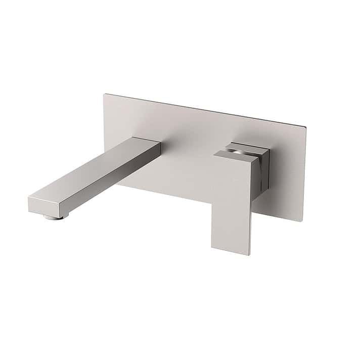 Stainless Steel Square Wall-Mounted Basin Tap - B231 27 16 2 - Brushed steel finishes