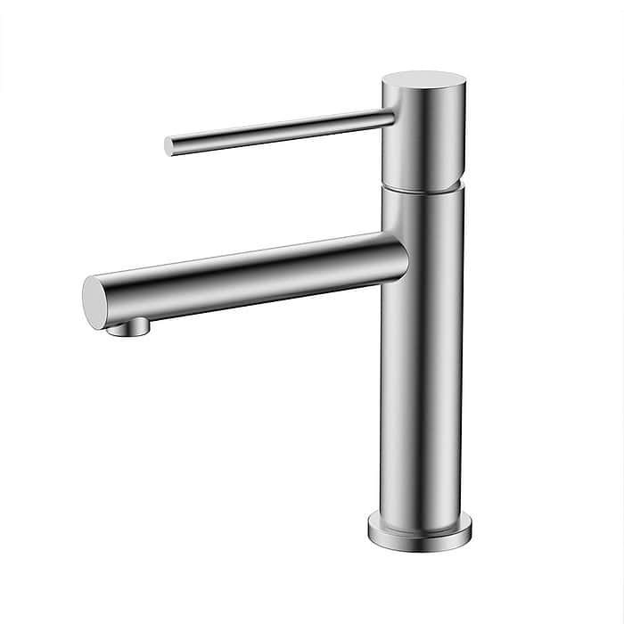 Slim Stainless Steel Bathroom Tap with Long Handle | B703C 01 16 2 - brushed steel