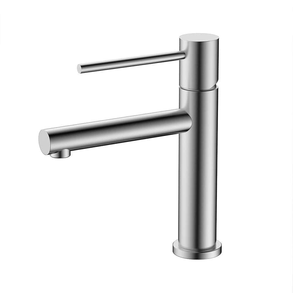 Slim Stainless Steel Bathroom Tap with Long Handle | B703C 01 16 2 - brushed steel