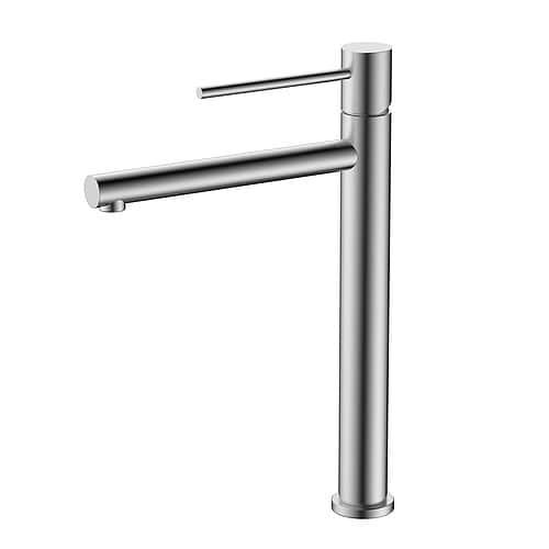 Slim Stainless Steel Tall Bathroom Tap with Long Handle | B703C 02 16 2 - brushed steel