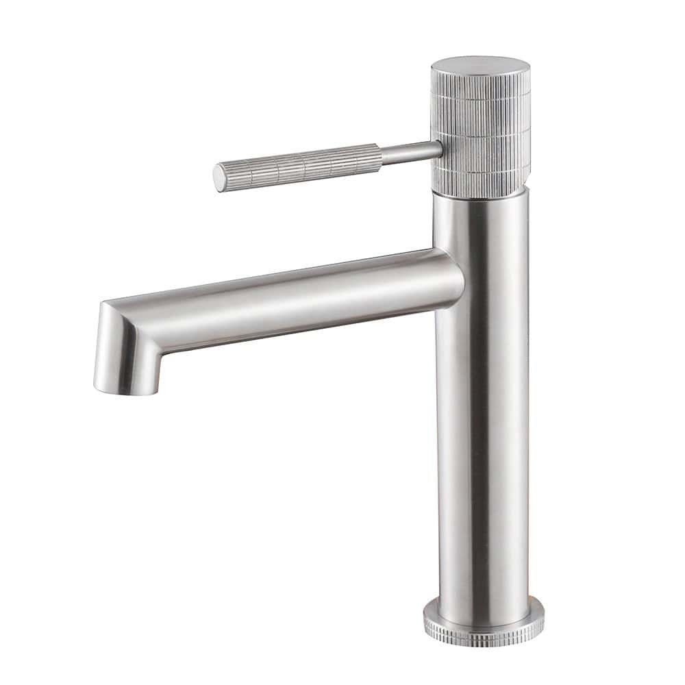 Stainless Steel Basin Tap with Knurled Handle | B712A 01 16 2 - brushed steel