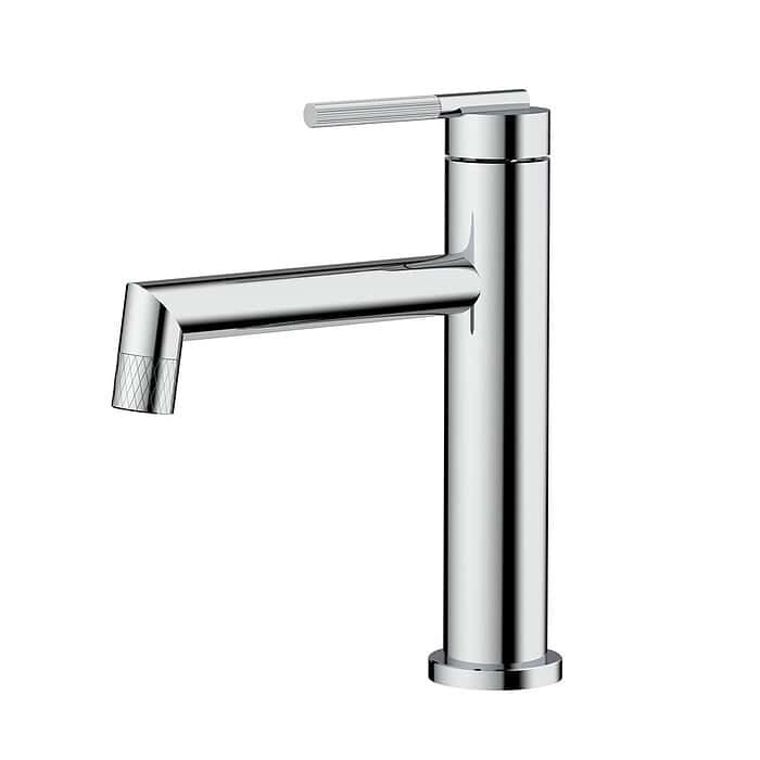 Round Stainless Steel Basin Tap with Knurled Handle | B742 01