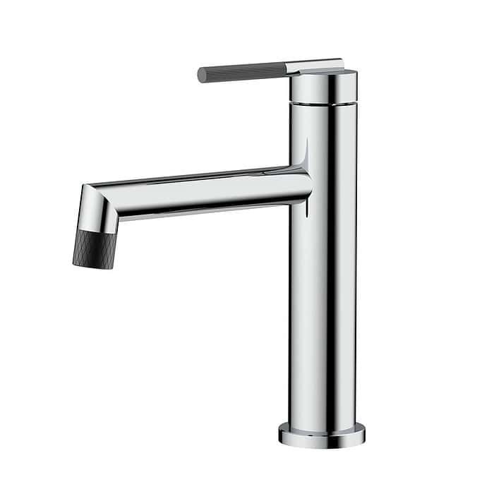 Round Stainless Steel Basin Tap with Knurled Handle | B742 01