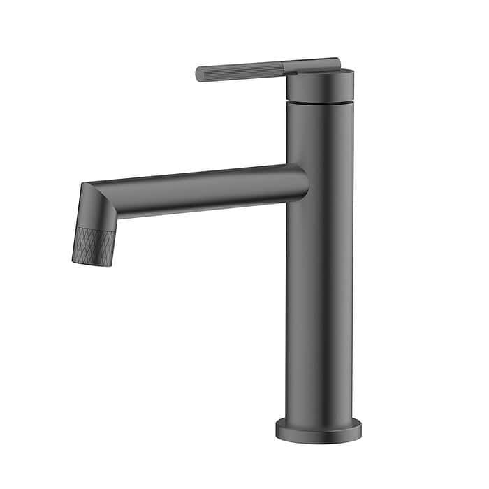 Round Stainless Steel Basin Tap with Knurled Handle | B742 01