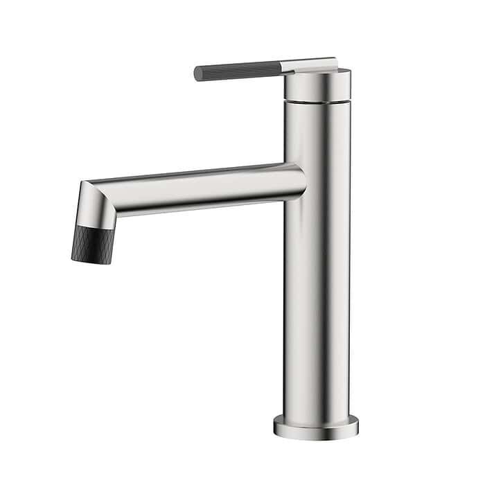 Round Stainless Steel Basin Tap with Knurled Handle | B742 01