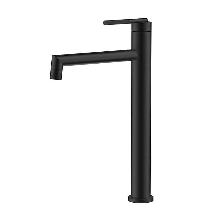 Round Stainless Steel Tall Basin Tap with Knurled Handle | B742 02