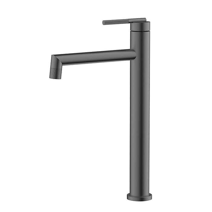 Round Stainless Steel Tall Basin Tap with Knurled Handle | B742 02