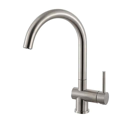 Stainless Steel Round Goose Neck Kitchen Faucet | K133B 03 16 2 - brushed steel