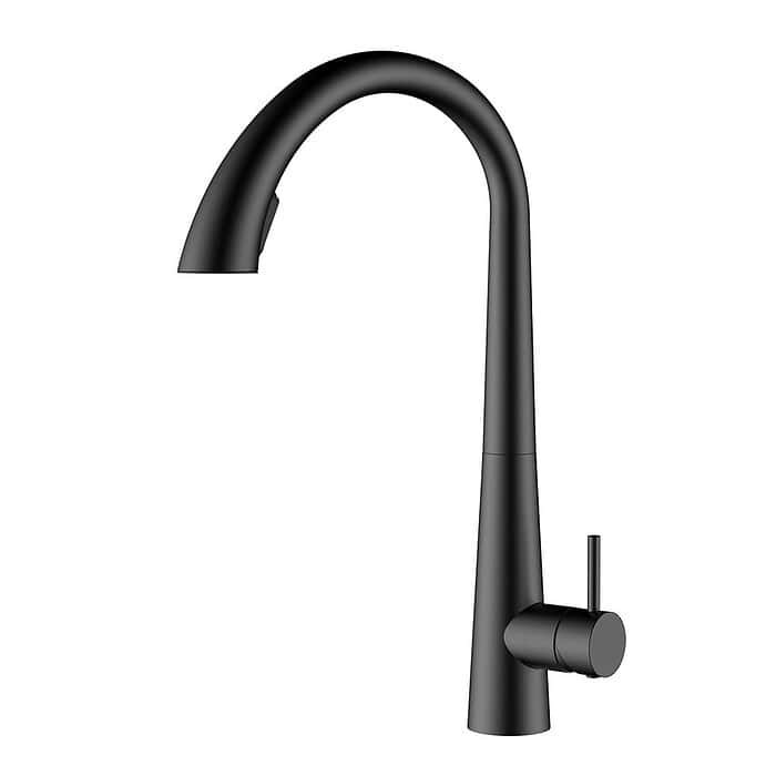 Stainless Steel High Arc Gooseneck Kitchen Faucet with Concealed Pull-Down Sprayer | K640 01