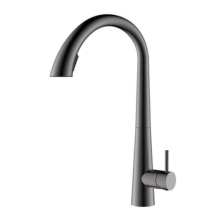 Stainless Steel High Arc Gooseneck Kitchen Faucet with Concealed Pull-Down Sprayer | K640 01