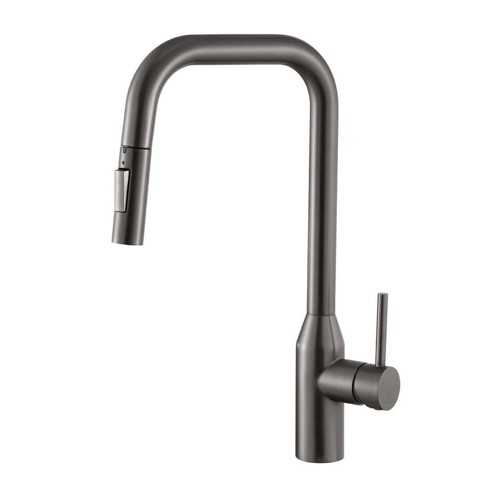 stainless steel pull-down kitchen faucet with U-spout - K672C 01 45 2 - Gunmetal