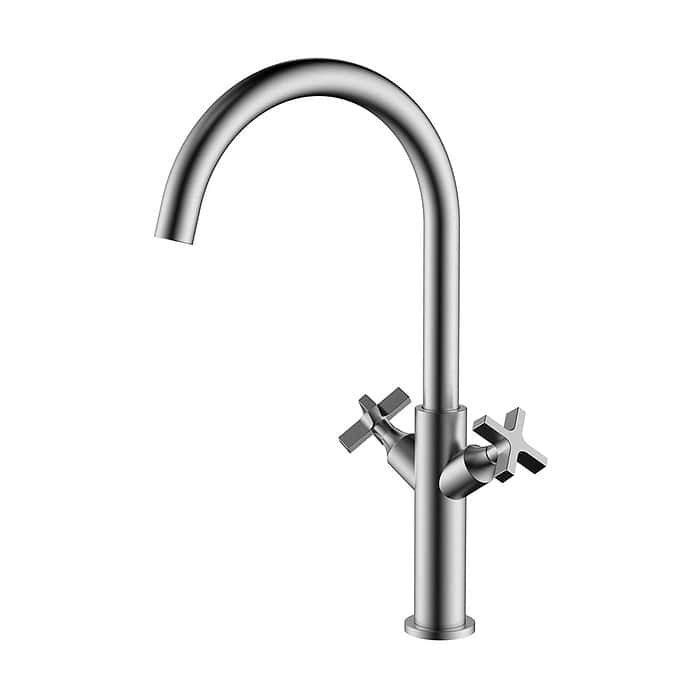 Stainless Steel Dual Cross-Handle Kitchen Faucet | K699 11 16 2 - Brushed steel