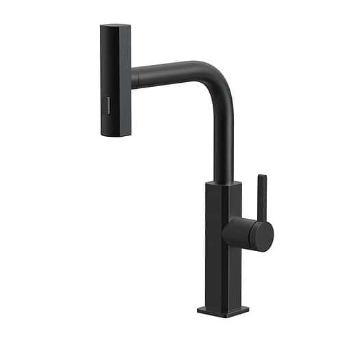 Stainless Steel Pull-Out Kitchen Faucet with Swivel Spout and High Body | K744 01 31 2 - Matte black