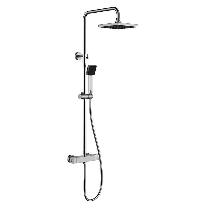 Stainless Steel Modern Square Type Exposed Thermostatic Shower Set | SC441A 12 16 2 - Brushed steel