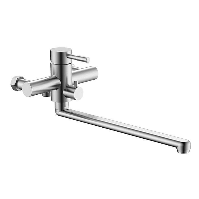 Stainless Steel Bath Shower Mixer with Extra Long Spout - SO903A 12 16 2 - Brushed steel