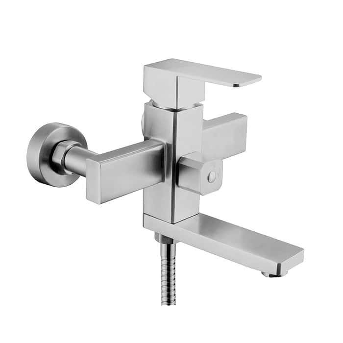 Stainless Steel Square Exposed Bath Shower Mixer - SO921 12 16 2 - brushed steel