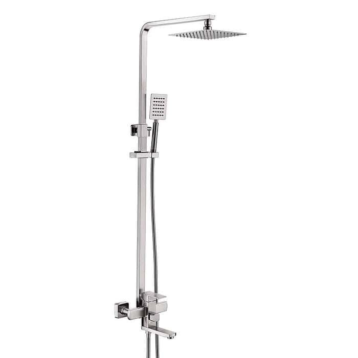 Stainless Steel 3-Way Shower Column | Wall-Mounted Square Design - SO921 13 16 2 - brushed stel