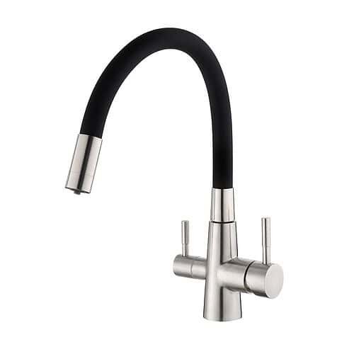 Stainless steel kitchen faucet with filter and sprayer | K702 06 16 2 - Brushed steel
