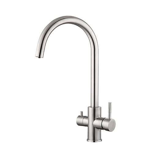 Stainless steel 3 way filter sink mixer tap | K878A 06 16 2 - Brushed steel