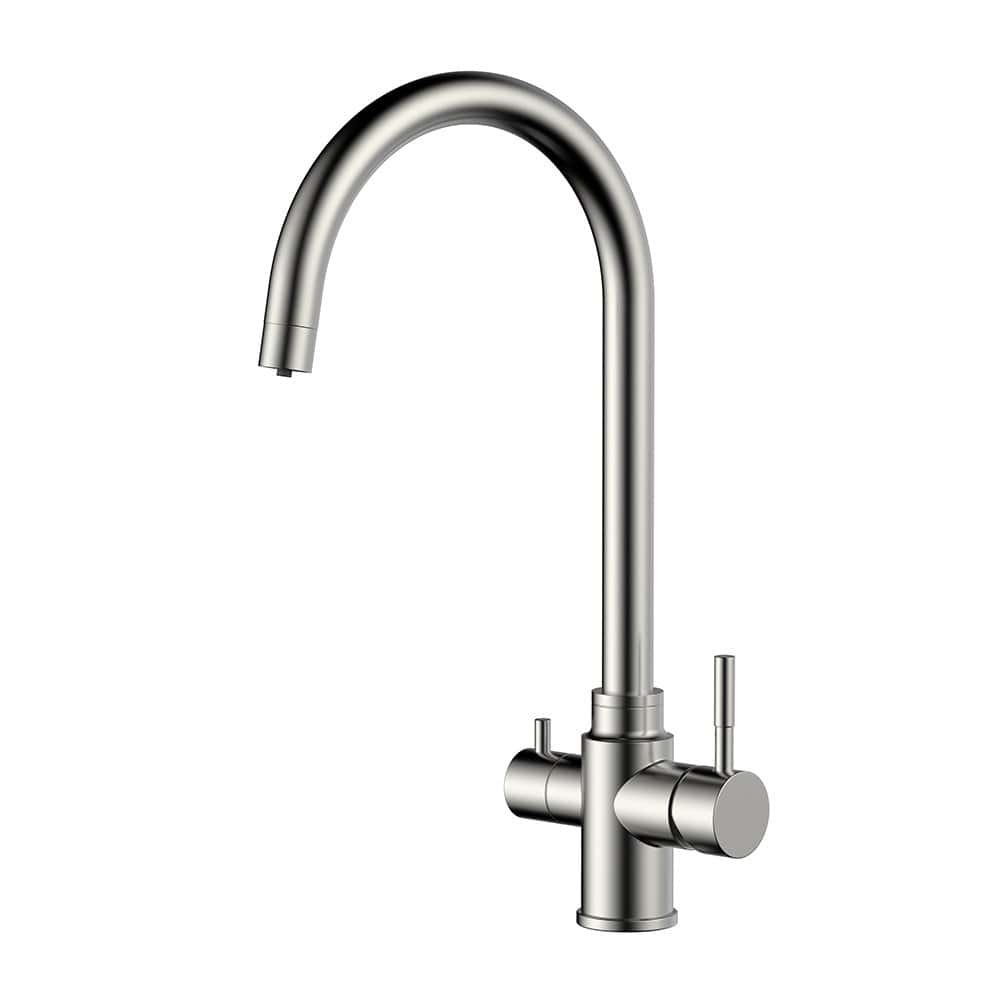 Stainless steel hot and cold water filter kitchen tap | K954D 06 16 2 - brushed steel