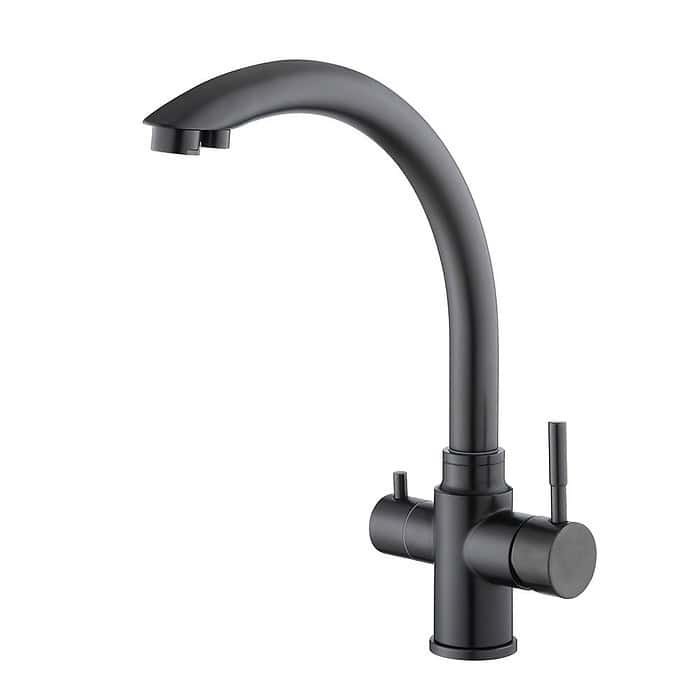 stainless steel kitchen mixer tap with filtered water outlet - matte black