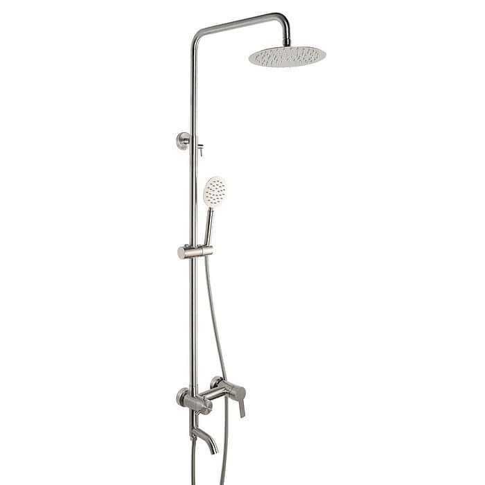 Stainless steel exposed shower mixer tap and column | SO912A 13 16 2 - Brushed steel