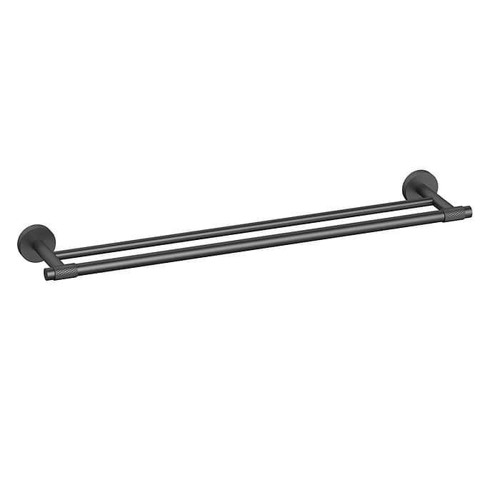 Stainless steel gold and gunmetal twin towel rail | A149 02