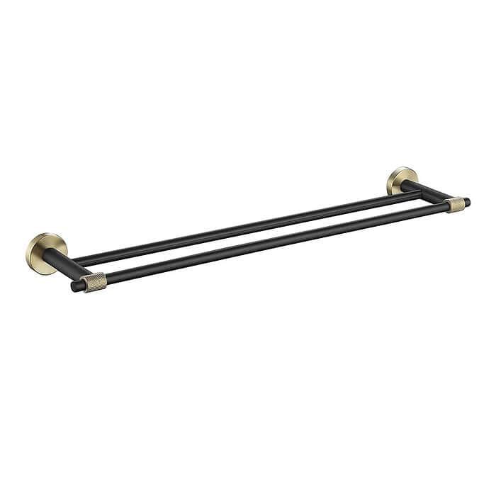 Stainless steel gold and gunmetal twin towel rail | A149 02