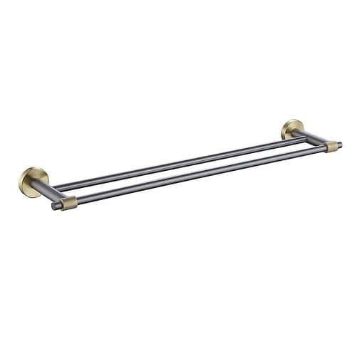 Stainless steel gold and gunmetal twin towel rail | A149 02 62 2