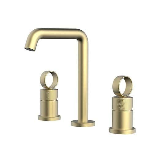 Brushed gold widespread lavatory faucet with ring handle | B090B 04 30 1