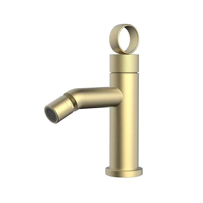 Stainless steel hot and cold bidet mixer tap with ring handle | B090B 05 - brushed gold