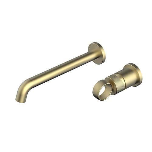 brushed gold wall mount faucet with ring handle | B090B 28 30 1