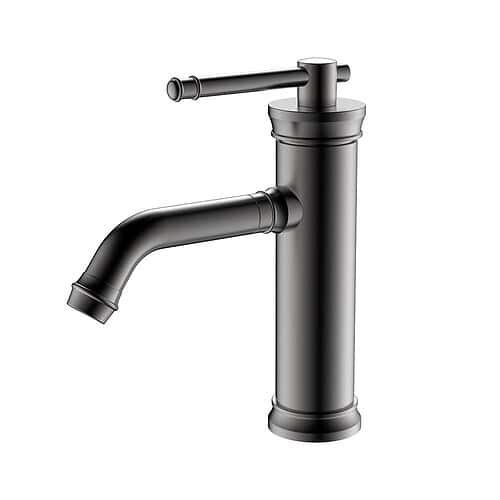 Chrome & Black wall mounted wash basin tap with knurling pattern | B743 28