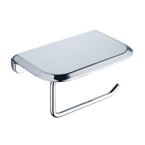 Zinc alloy wall mount toilet paper holder with shelf - Chrome